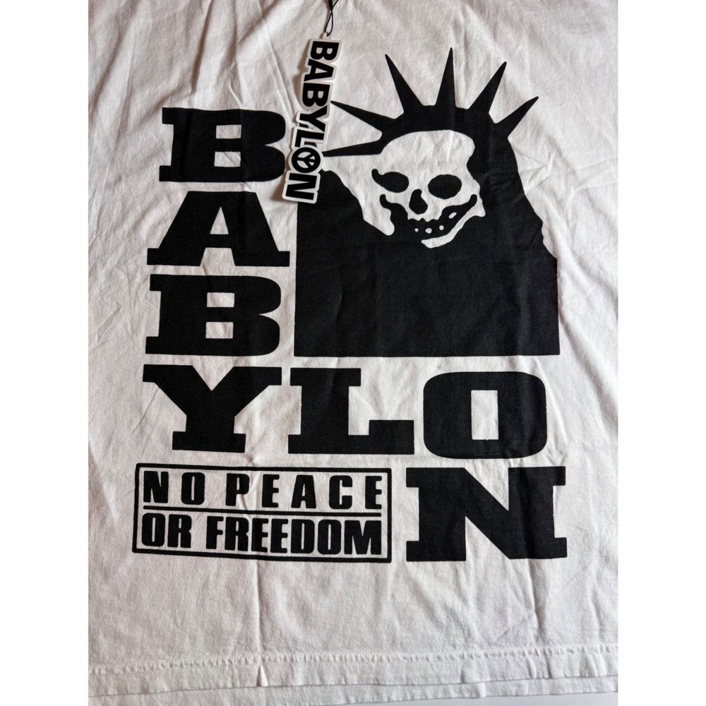 Babylon LA No Peace Or Freedom Skull Graphic T-Shirt White XXL NEW‎